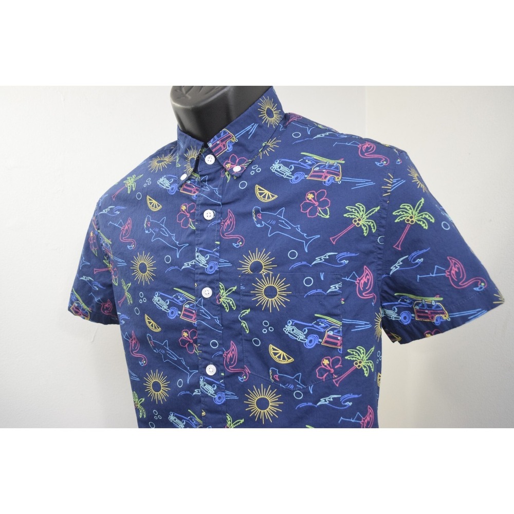 J.CREW Tropical Button‎ Up Shirt Slim Fit Stretch Short Sleeve Mens Size Small